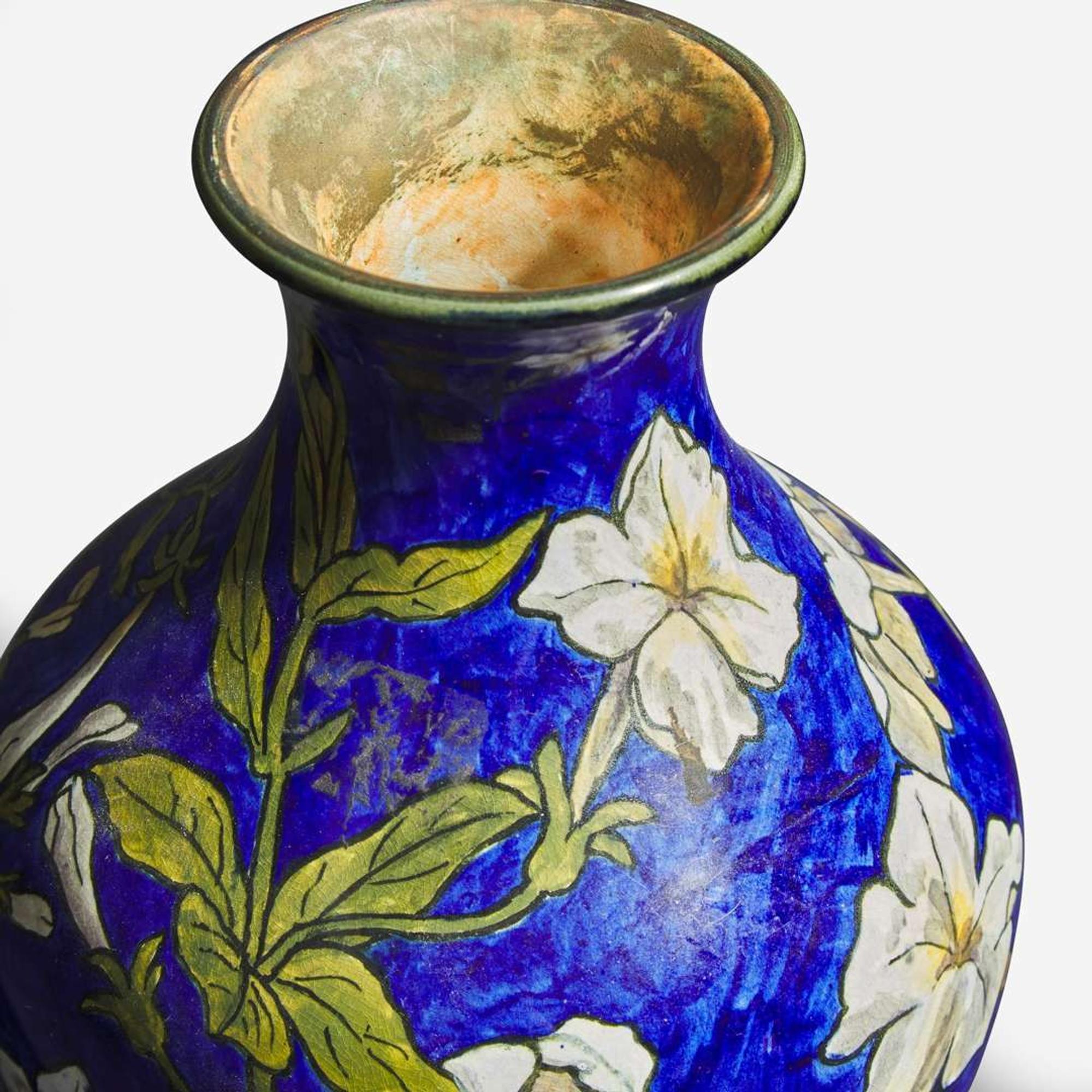 John Bennett (British-American, 1840-1907) Bulbous Vase with Floral Decoration, USA, circa 1880