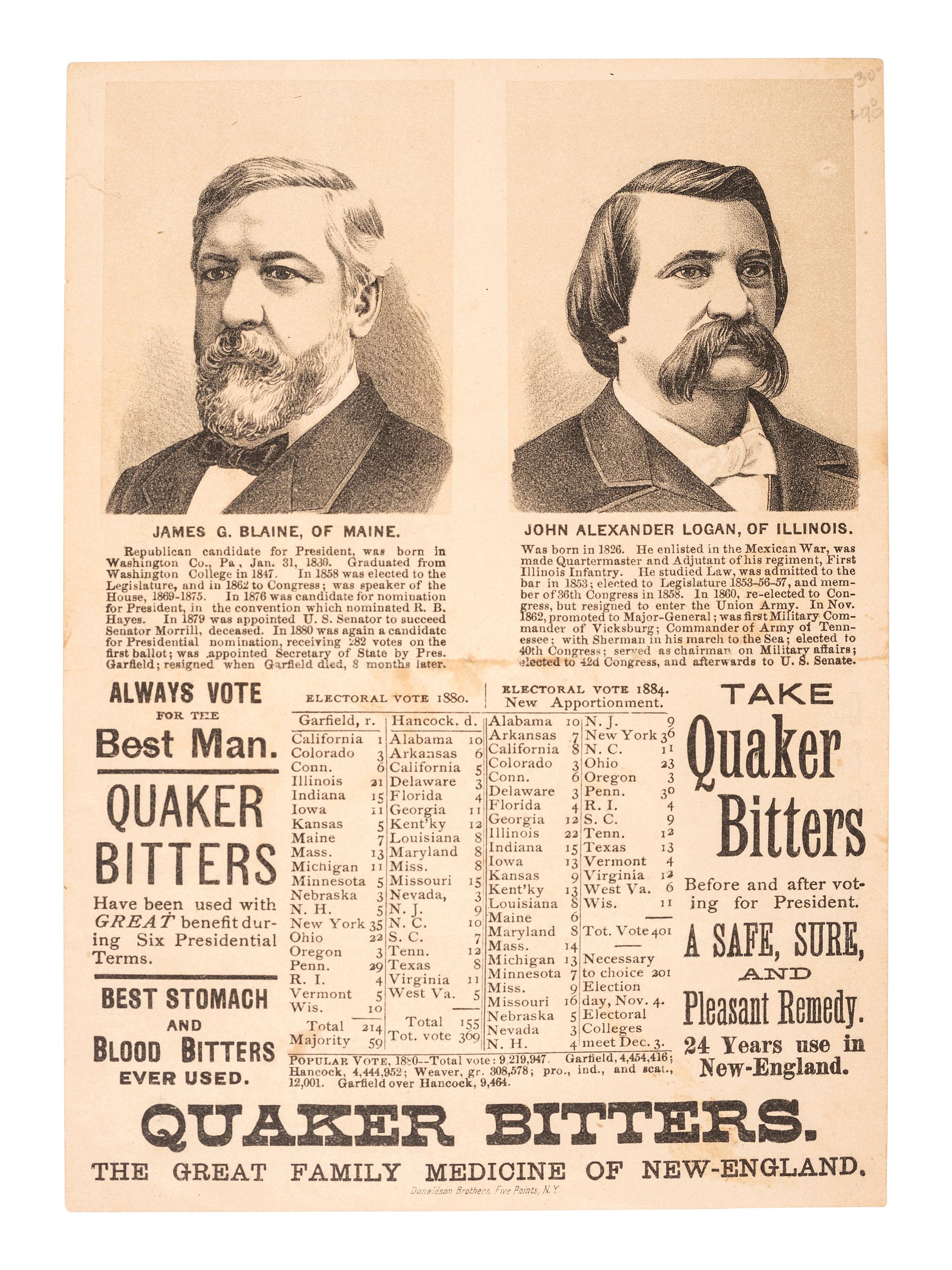 [1884 ELECTION]. A group of advertising cards and covers from the 1884 election, including: