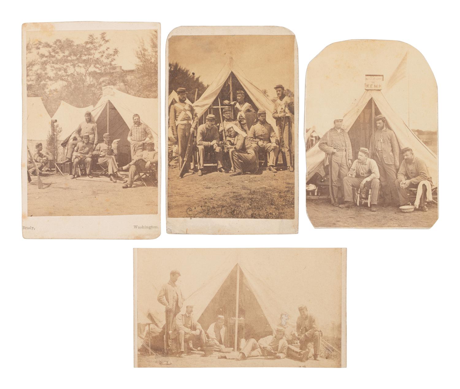 [CIVIL WAR]. A group of 8 photographs of the 7th New York State Militia at Camp Cameron. April-June, 1861.