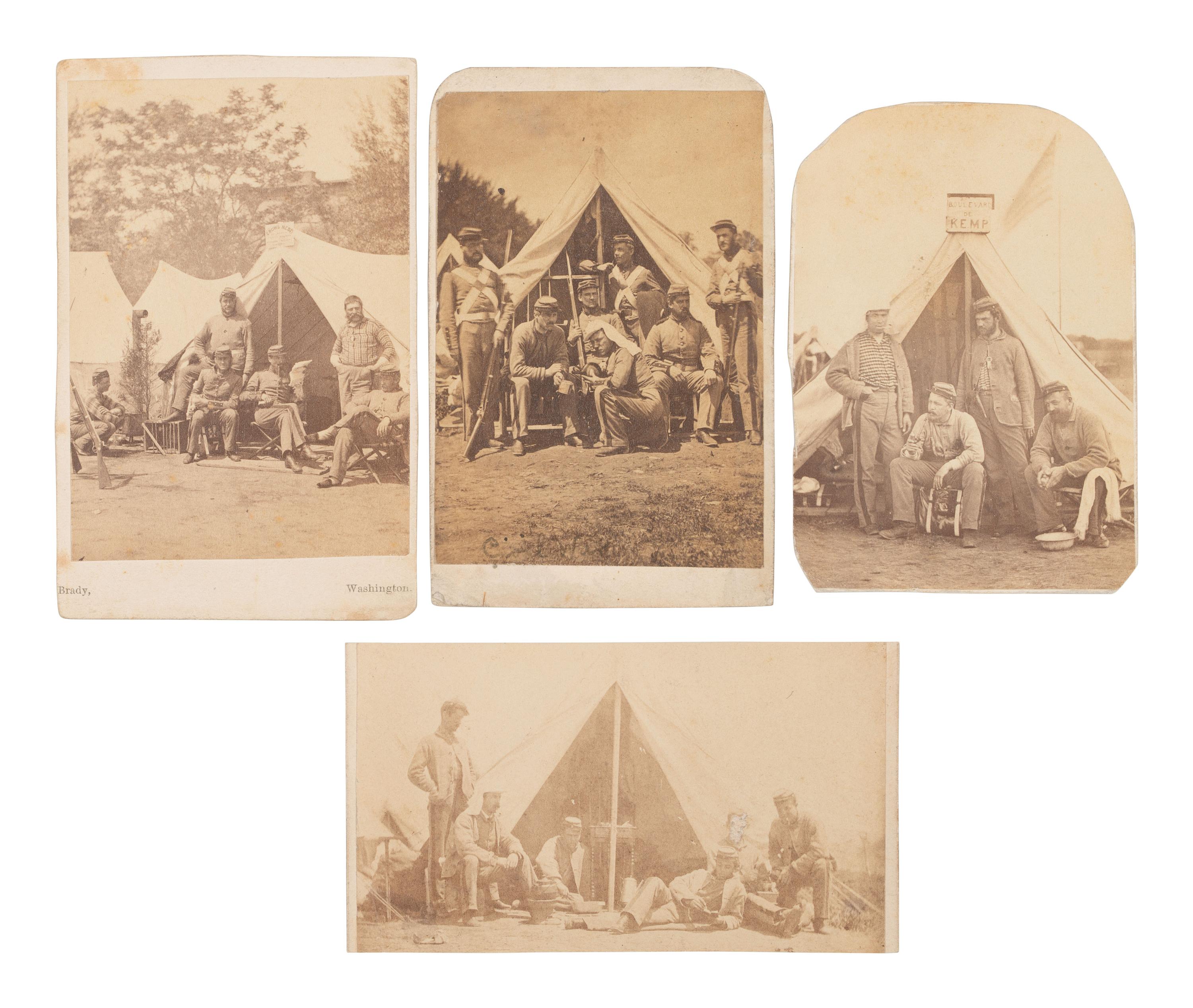 [CIVIL WAR]. A group of 8 photographs of the 7th New York State Militia at Camp Cameron. April-June, 1861.