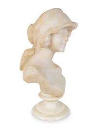 A French Carved Alabaster Bust of Young Breton Girl — 19TH/20TH CENTURY