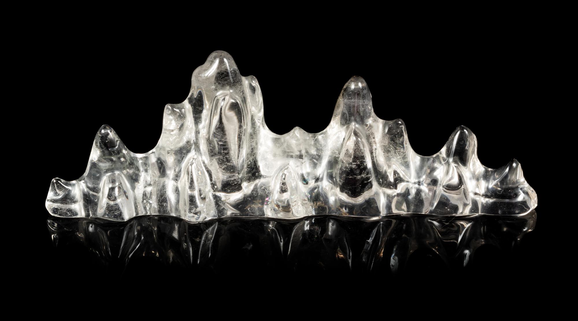 A Rock Crystal 'Mountain' Brush Rest Length 5 7/8 inches. — 19TH CENTURY