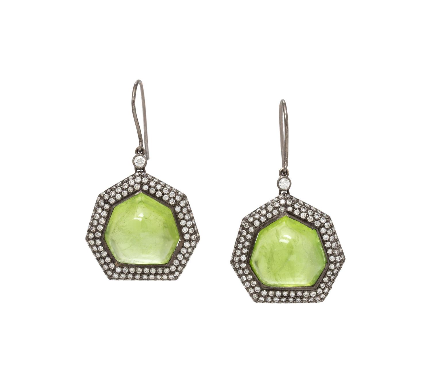 PERIDOT AND DIAMOND EARRINGS