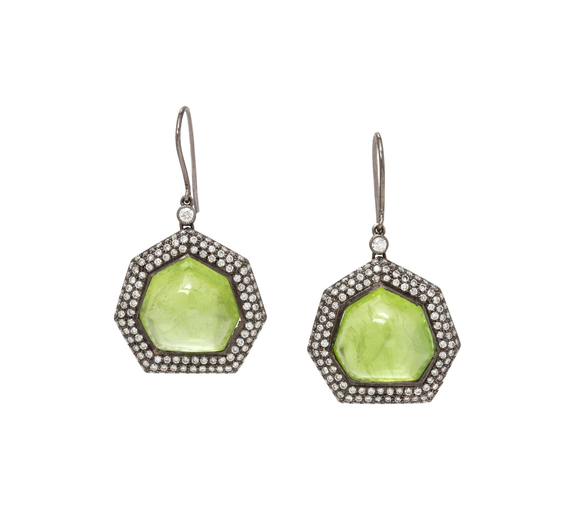 PERIDOT AND DIAMOND EARRINGS