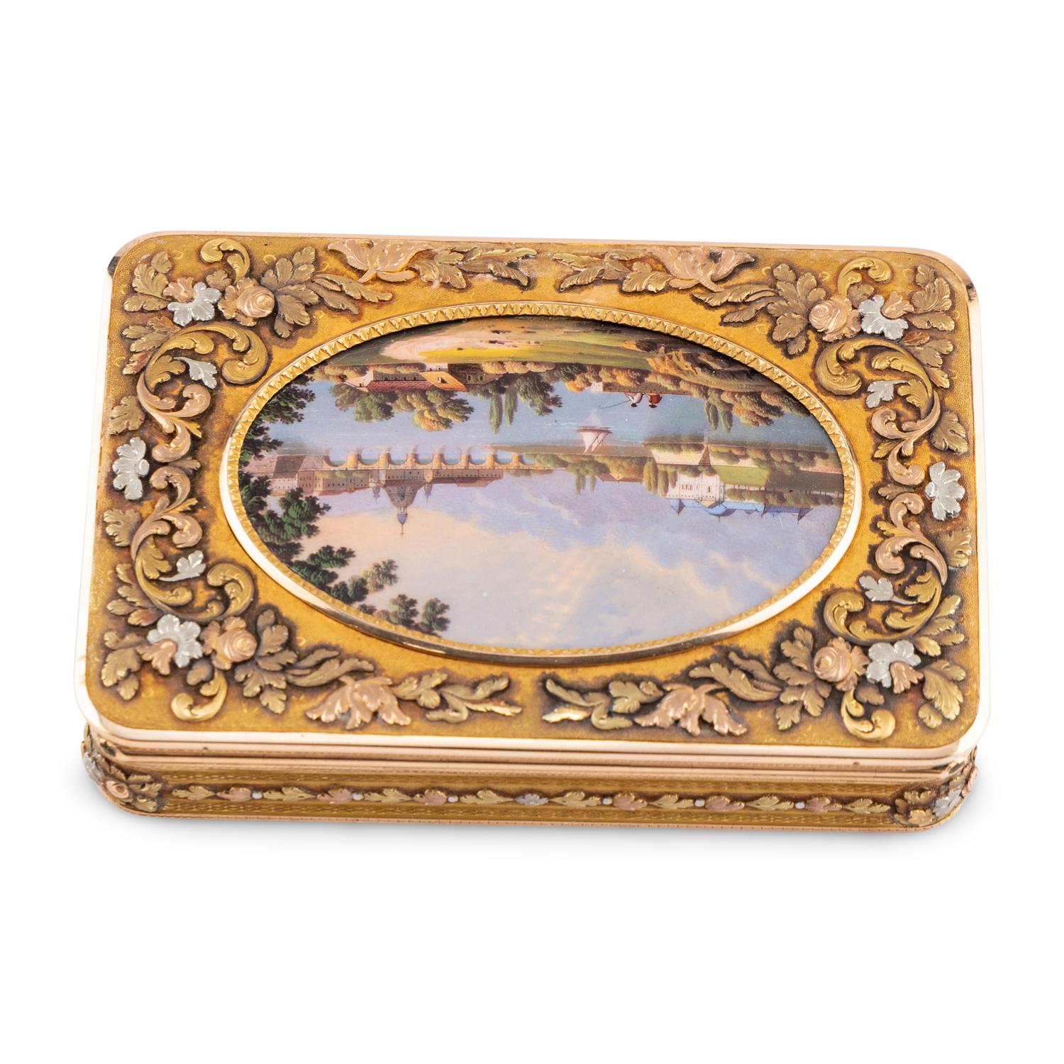 A German Multi-Colored Gold and Enamel Decorated Snuff Box