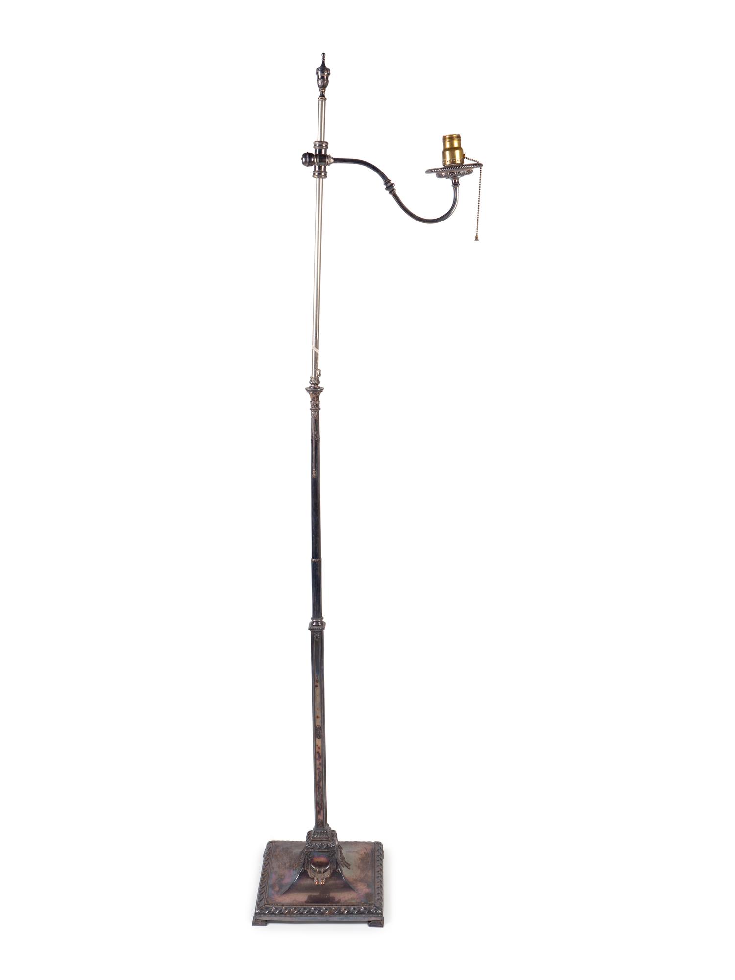 A Silver on Copper Adjustable Floor Lamp by E. F. Caldwell — 20TH CENTURY