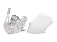 A German Silver and Frosted Glass Swan Centerpiece