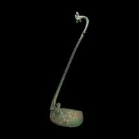 A Roman Bronze Ladle with Panther Handle