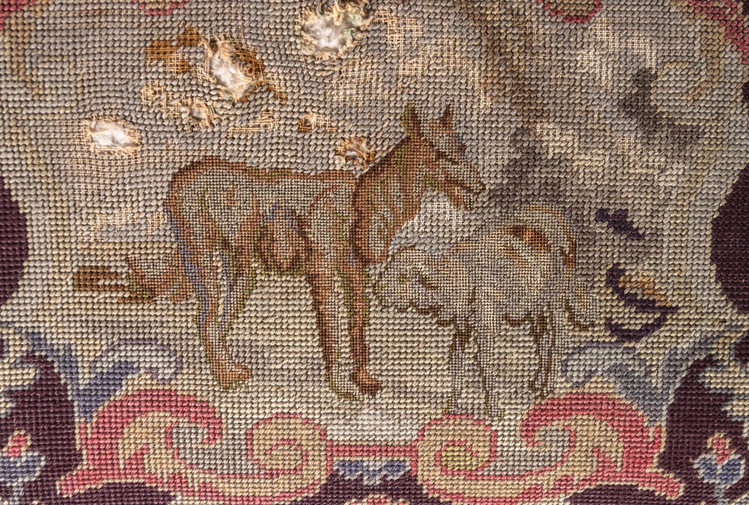A Georgian Style Needlepoint-Upholstered Walnut Library Chair