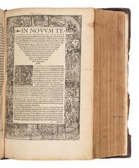 [BIBLE, in Greek and Latin]. ERASMUS, Desiderius. Novum testamentum omne, tertio iam ac diligentius ab Erasmo Roterodamo recognitum . -- Des Erasmi Roterodami in Novum Testamentum ab codem tertio recognitum, Annotationes... Basel: Froben, 1522