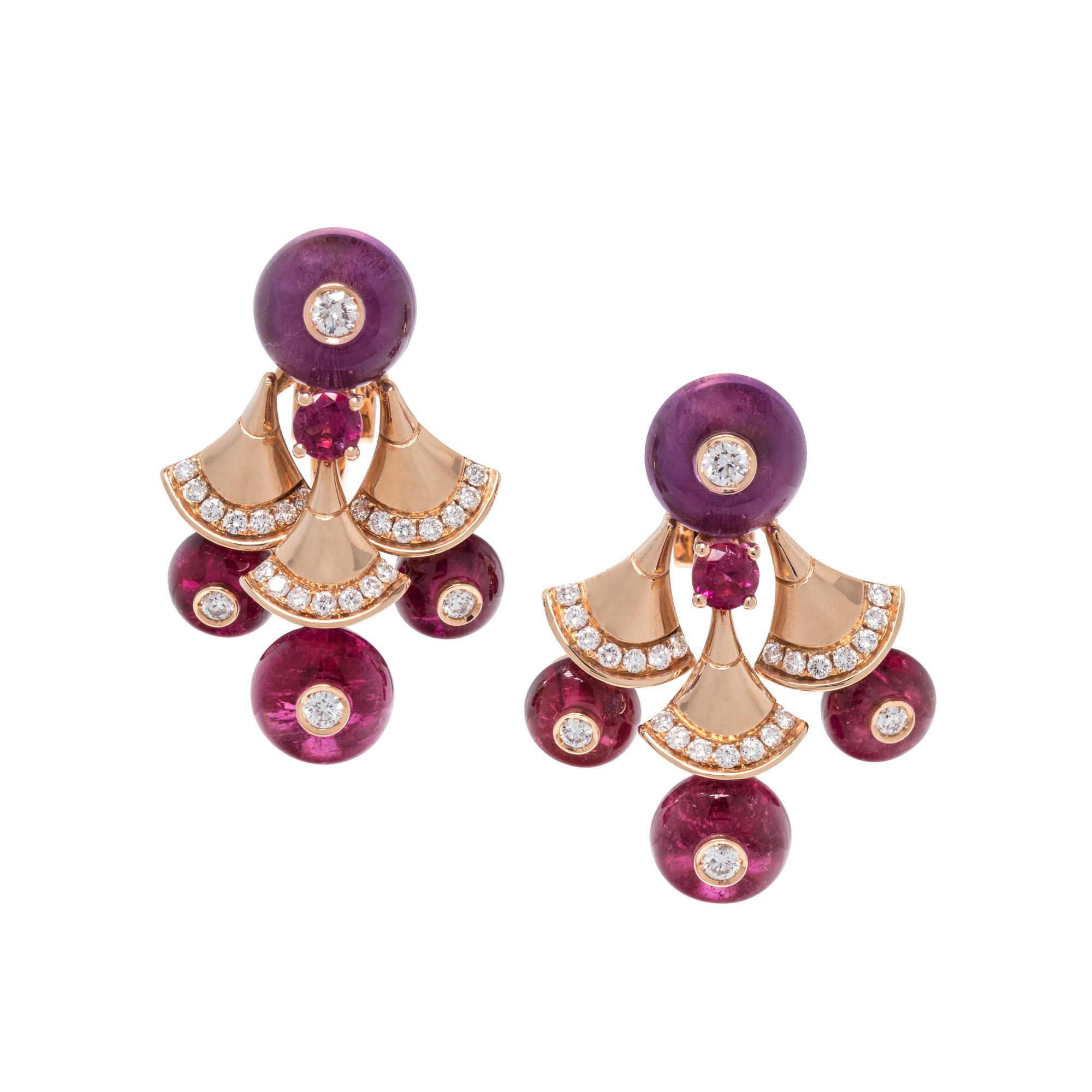 BVLGARI, AMETHYST, PINK TOURMALINE AND DIAMOND 'DIVAS' DREAM' EARCLIPS
