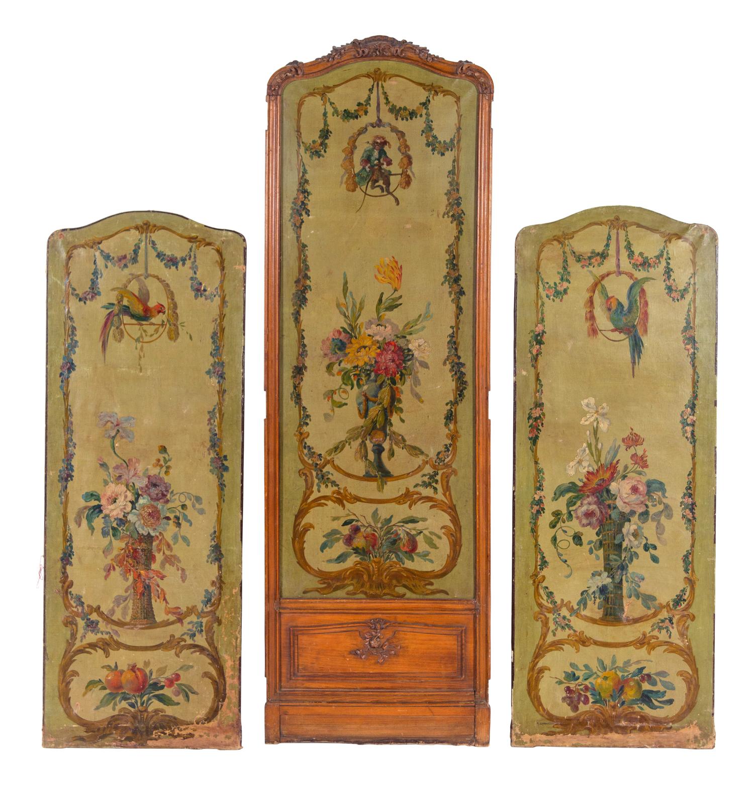 Three French Painted Panels Attributed to Raymond Louis Charmaison (French, 1876-1955)