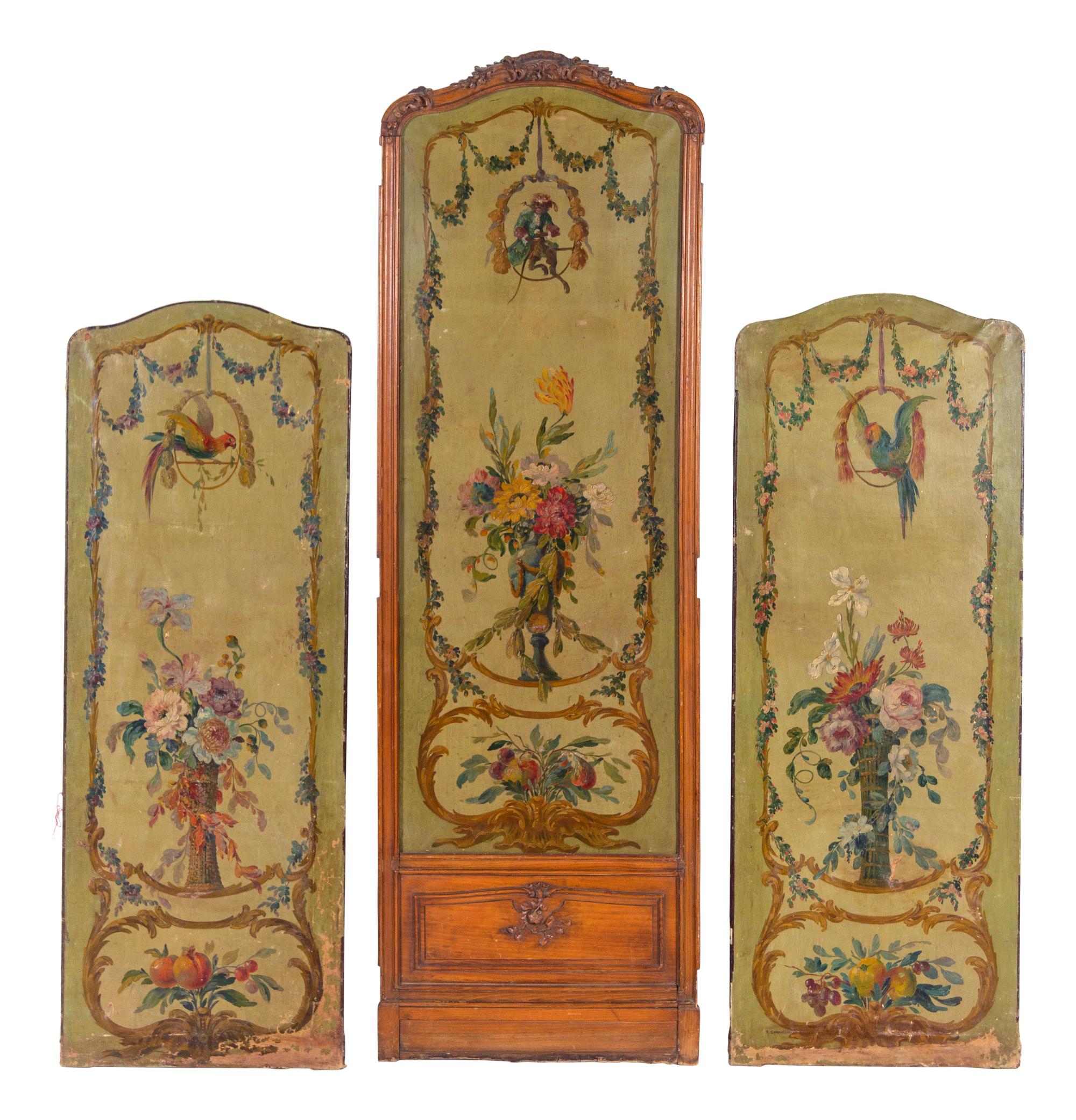 Three French Painted Panels Attributed to Raymond Louis Charmaison (French, 1876-1955)