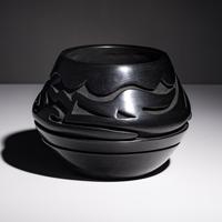 Teresita Naranjo (Santa Clara, 1919-1999) — Carved Blackware Pottery Jar, Avanyu