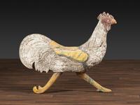 A Carved and Painted Wood Rooster Carousel Figure