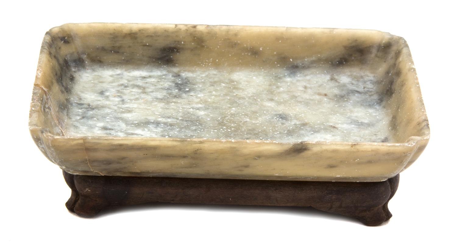 A Chinese Carved Jade Rectangular Dish — 19TH CENTURY