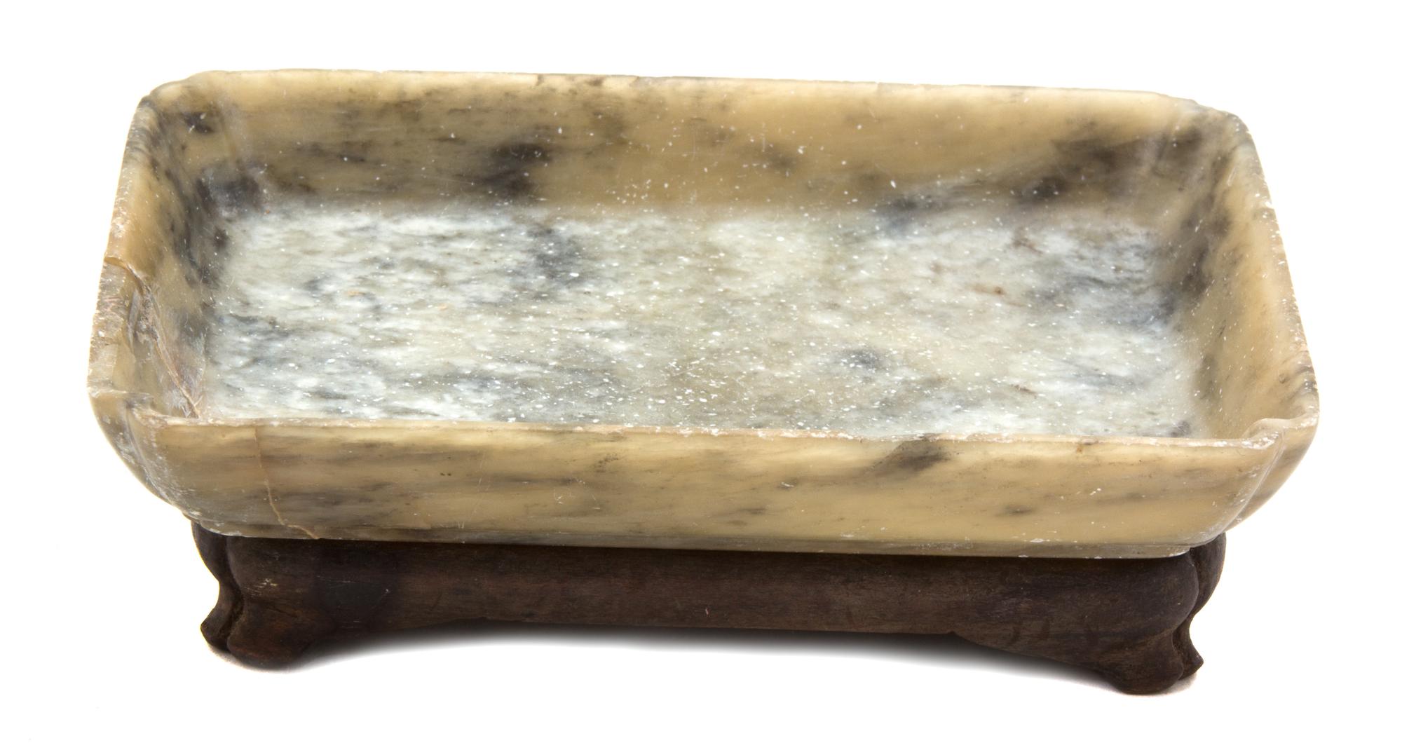 A Chinese Carved Jade Rectangular Dish — 19TH CENTURY