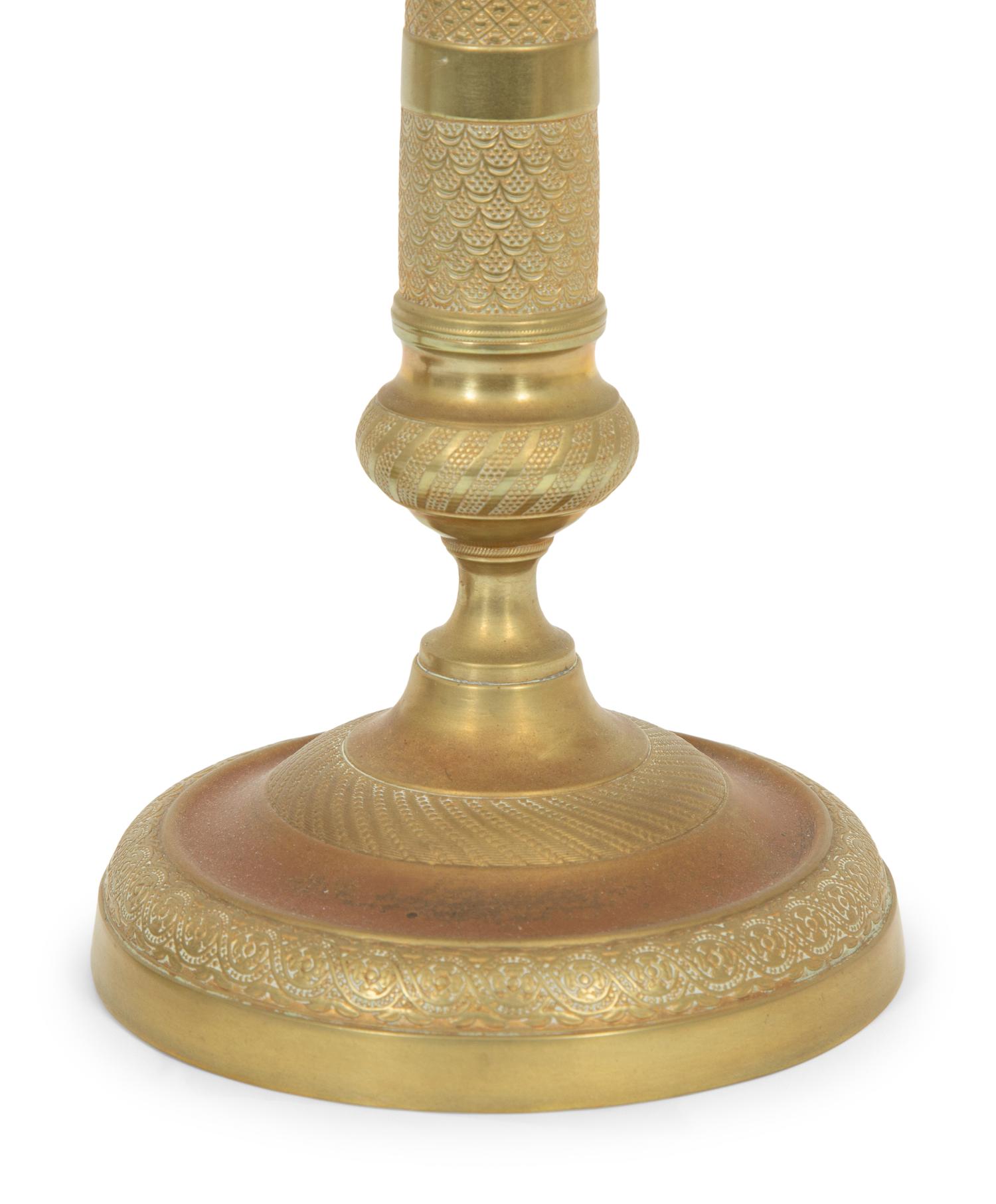 A Pair of Charles X Style Gilt Metal Candlesticks