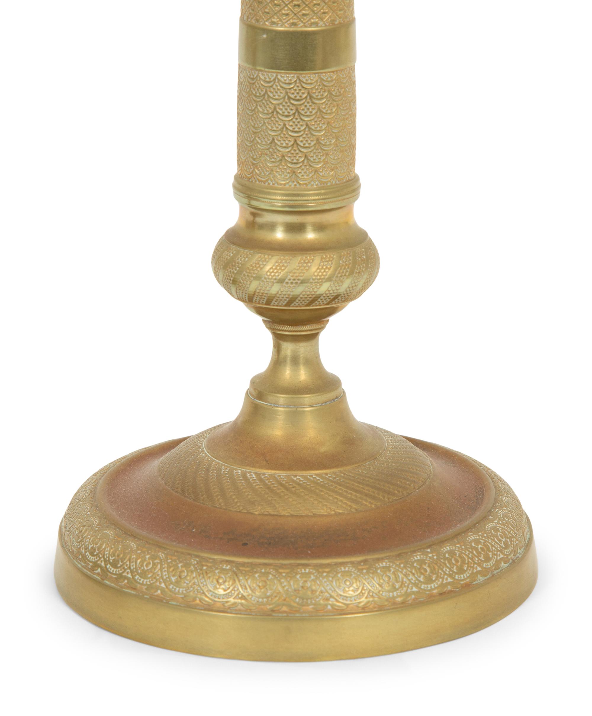 A Pair of Charles X Style Gilt Metal Candlesticks