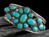 Navajo Turquoise Cluster Cuff Bracelet