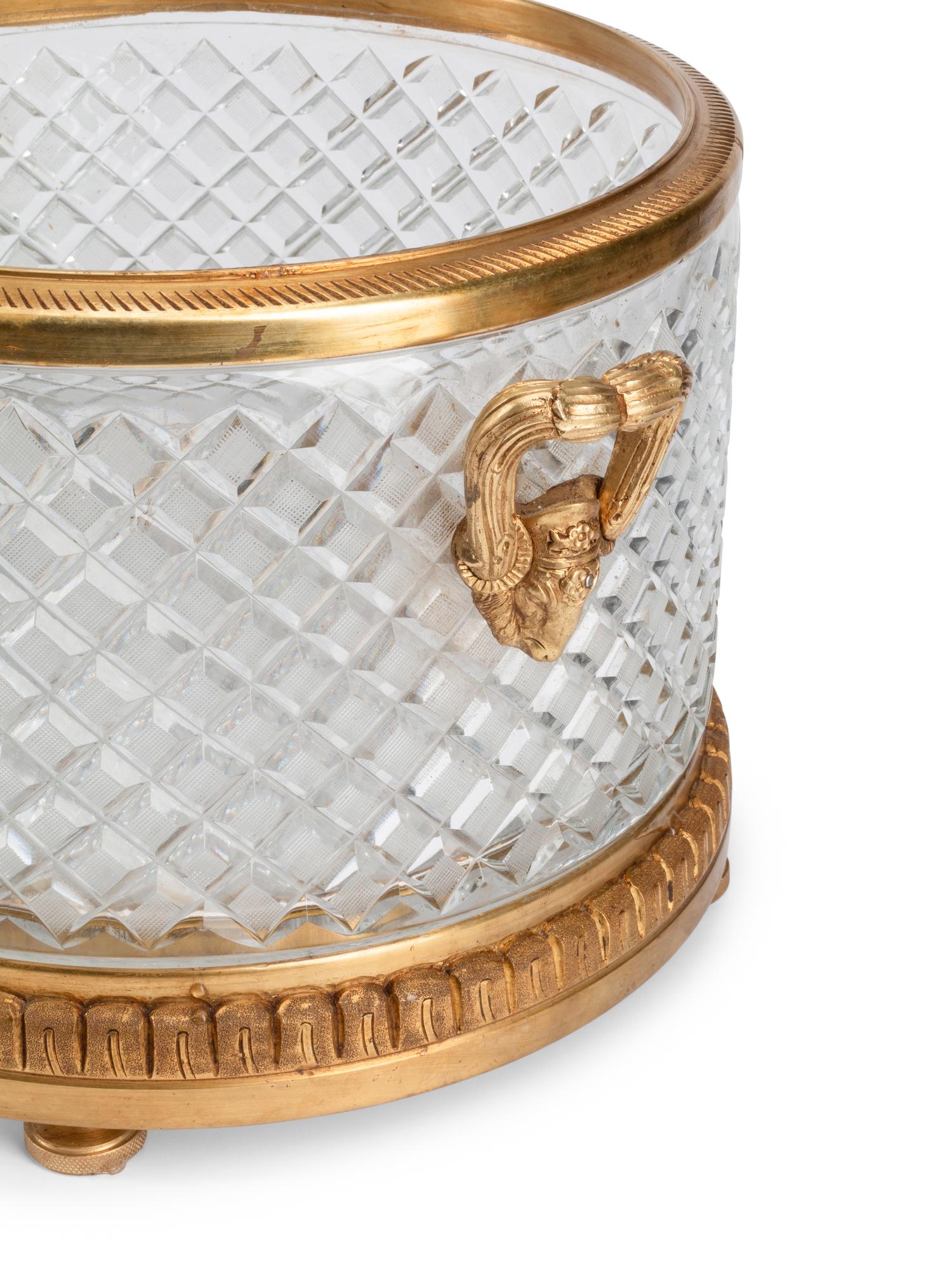 A Pair of French Gilt Bronze Mounted Cut Glass Jardinières