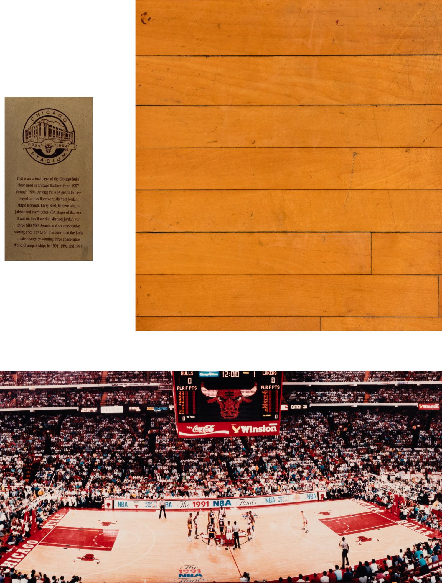 A Group of Michael Jordan Game Used Basketball Court Floor Displays,