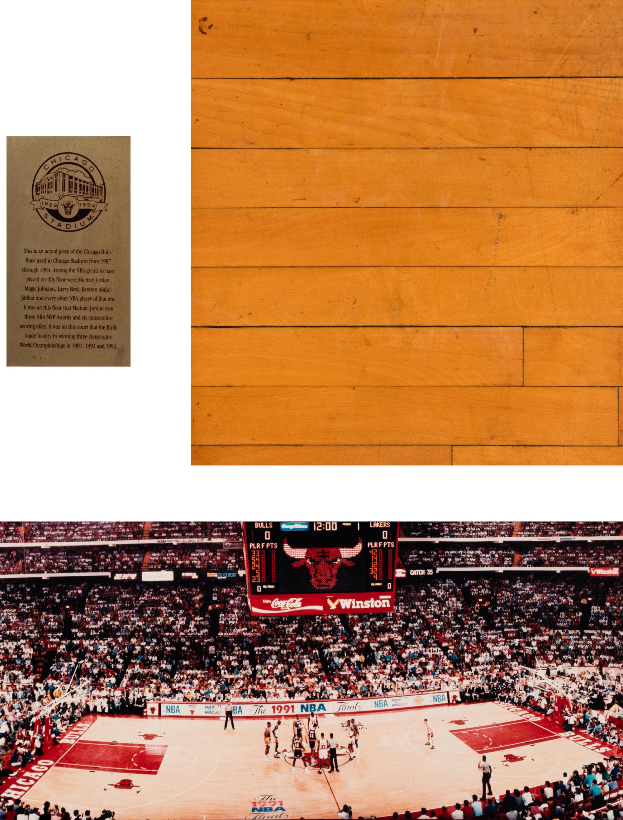 A Group of Michael Jordan Game Used Basketball Court Floor Displays,