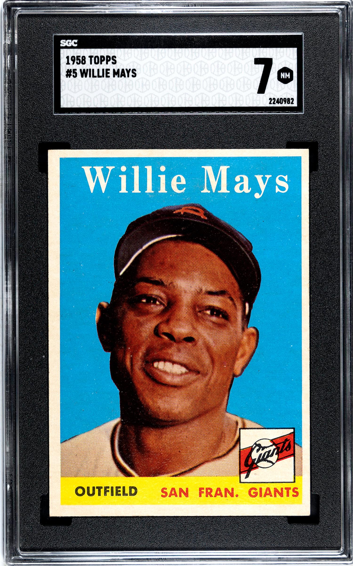 A 1958 Topps Willie Mays Baseball Card No. 5 (SGC 7 NRMT)