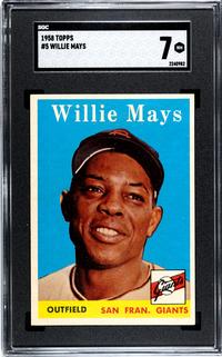 A 1958 Topps Willie Mays Baseball Card No. 5 (SGC 7 NRMT)