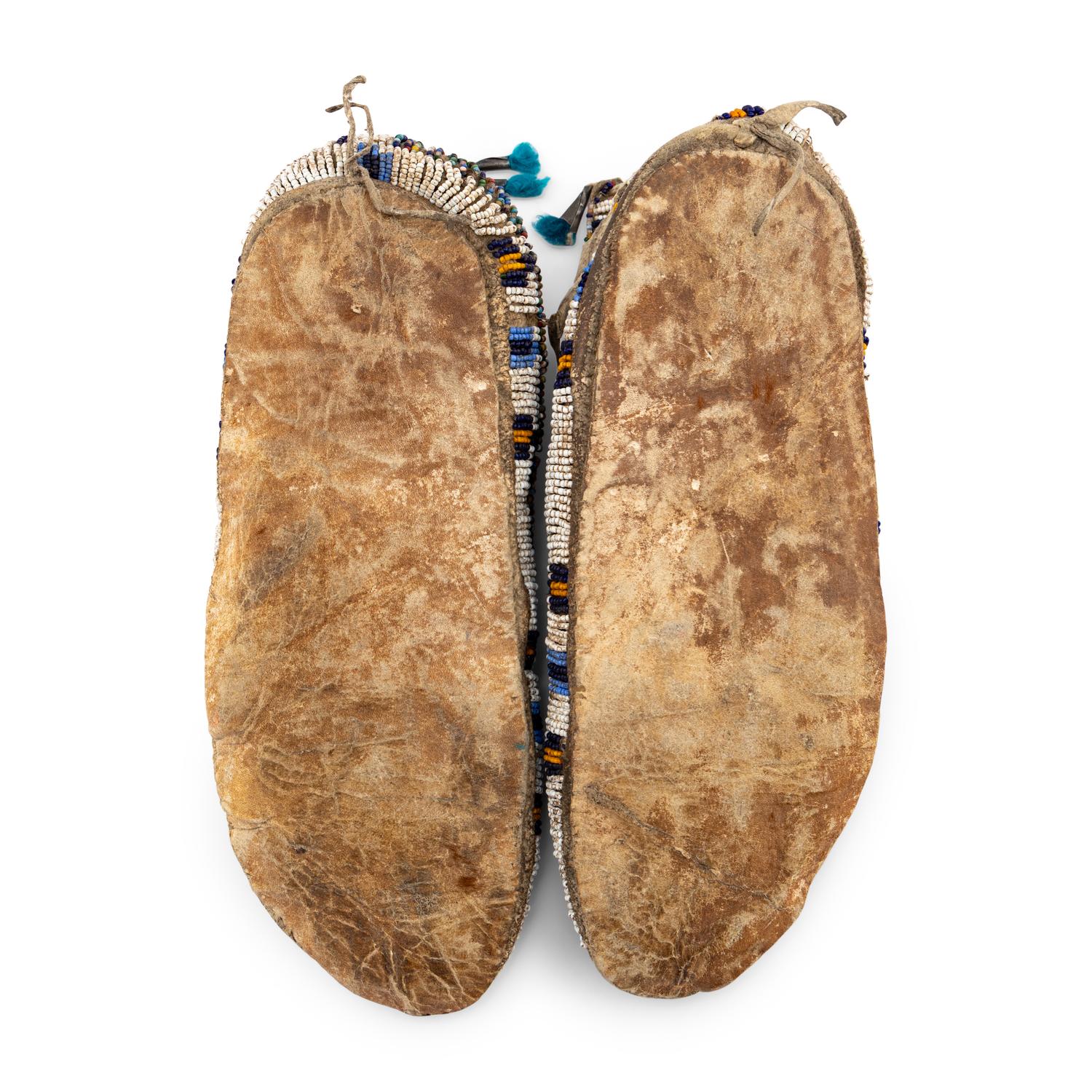 Northern Plains Adult and Child's Beaded Hide Moccasins