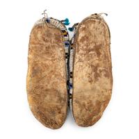 Northern Plains Adult and Child's Beaded Hide Moccasins