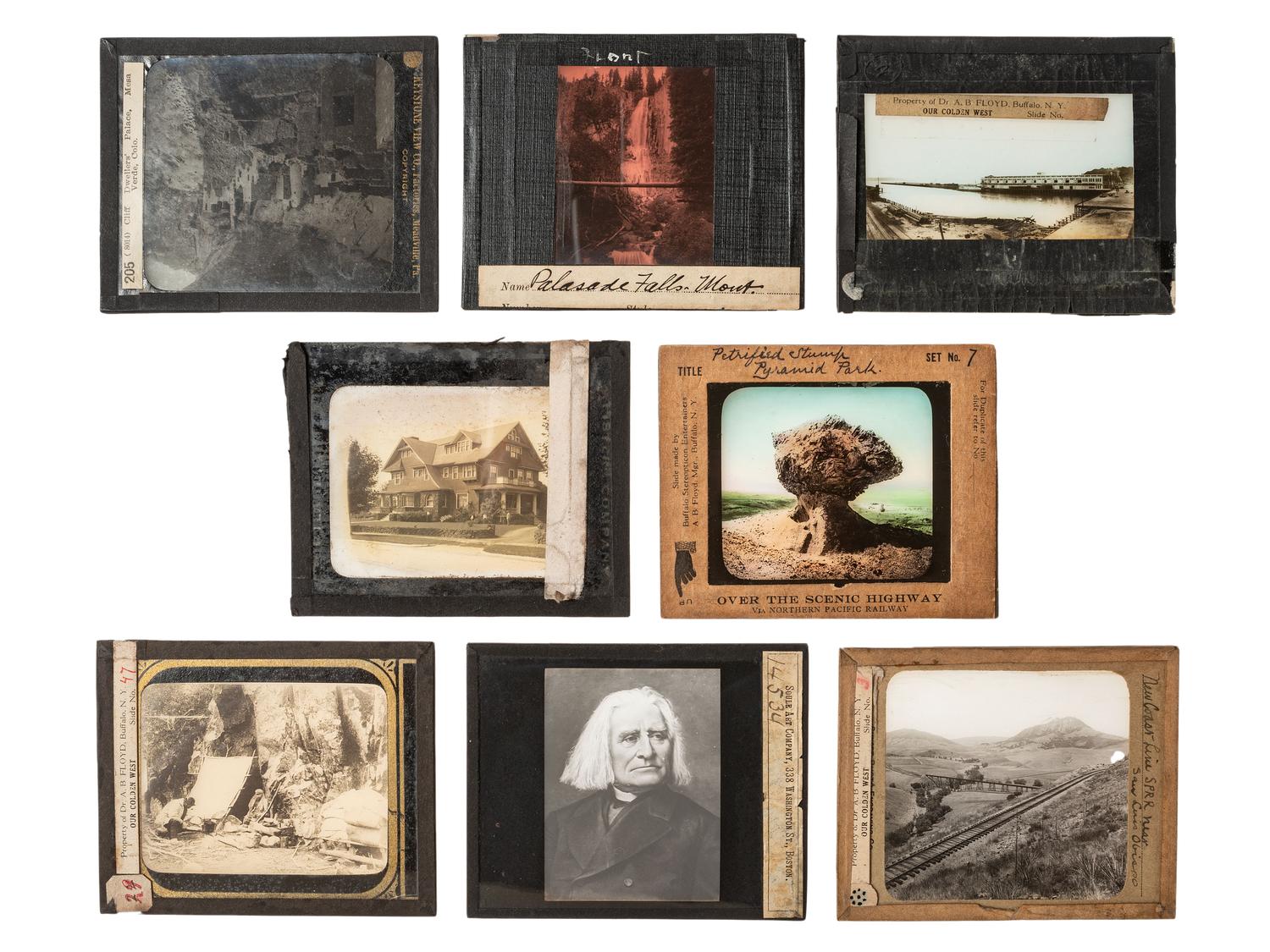 [WESTERN AMERICANA]. A group of magic lantern slides with Native American and western subject matter, including: