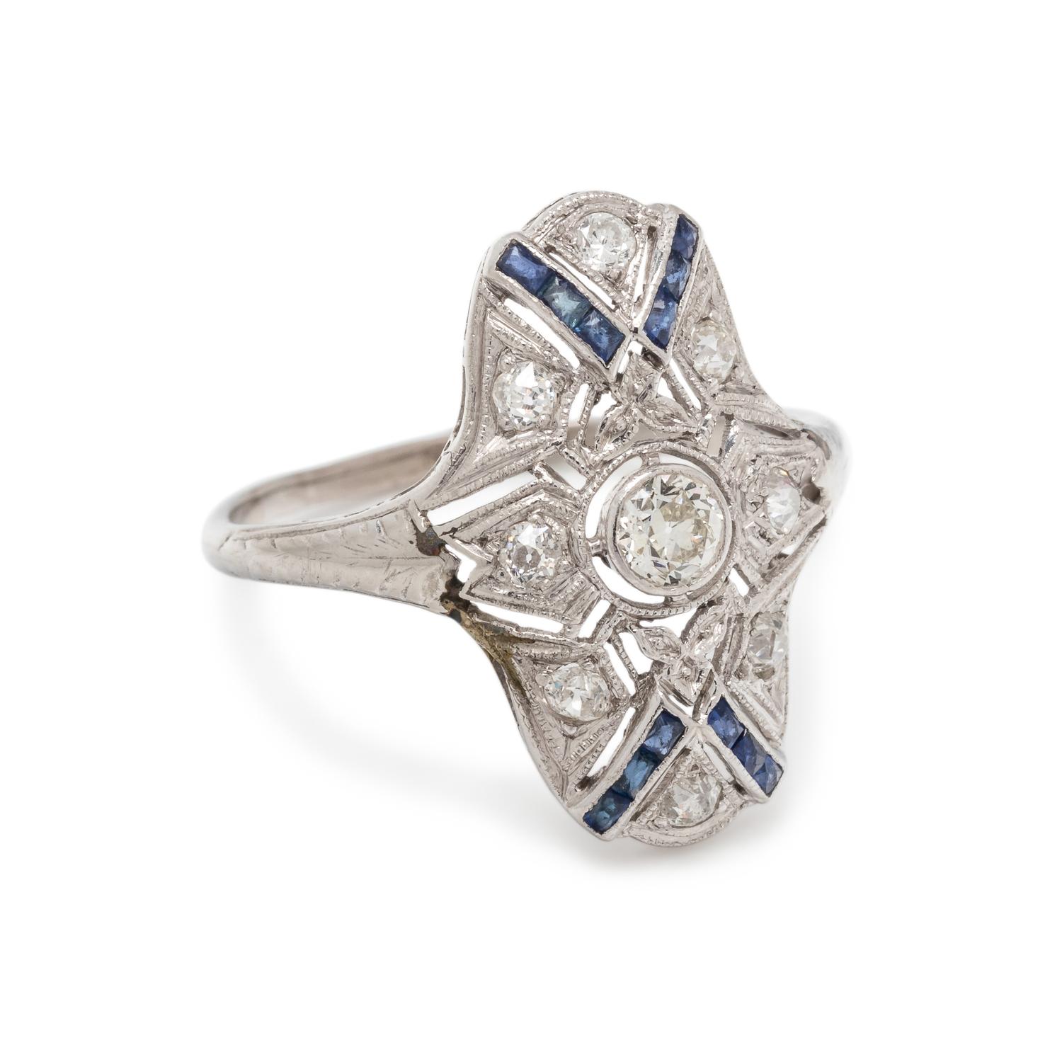 ANTIQUE, DIAMOND AND SAPPHIRE RING