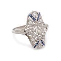 ANTIQUE, DIAMOND AND SAPPHIRE RING