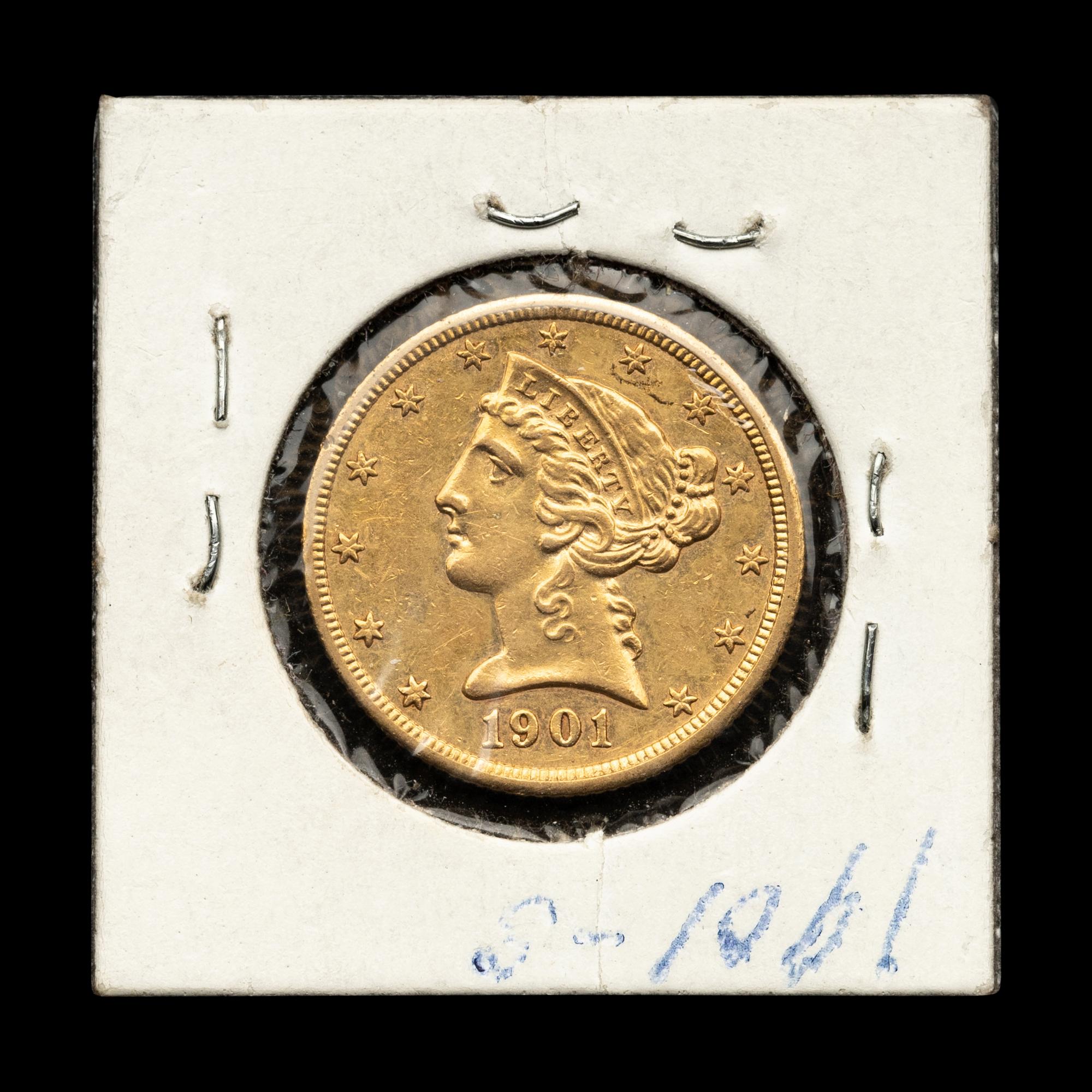 A 1901-S Liberty Head $5 Gold Coin