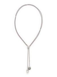 WHITE GOLD, CULTURED PEARL AND DIAMOND LARIAT NECKLACE