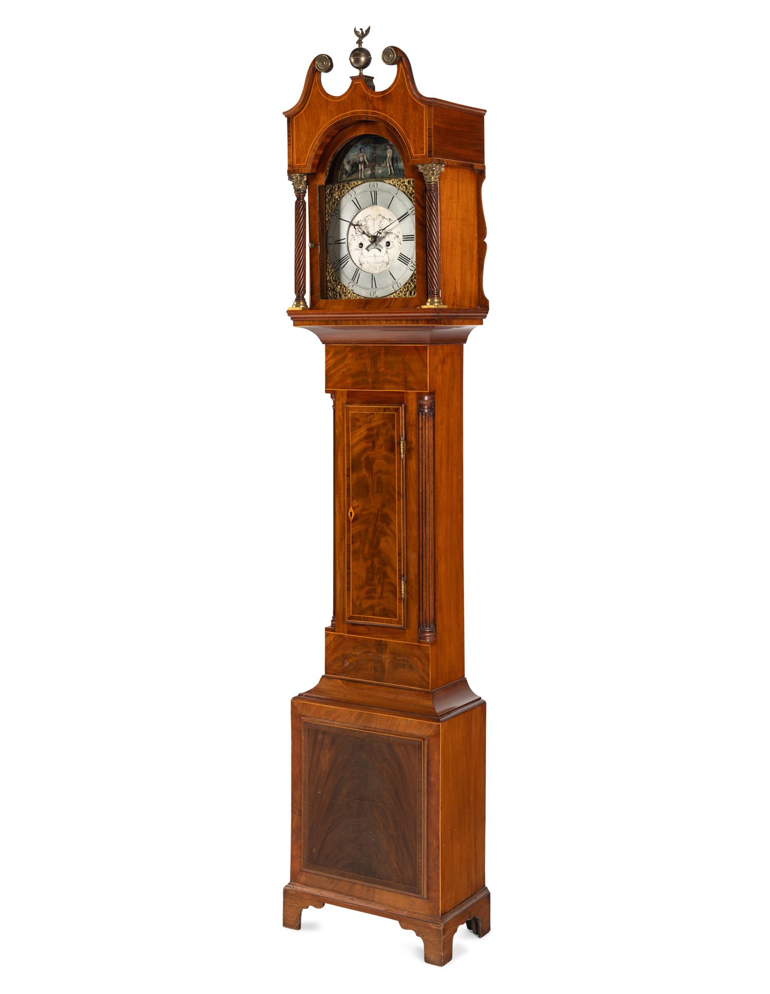 An English Mahogany "Adam and Eve" Automaton Longcase Clock