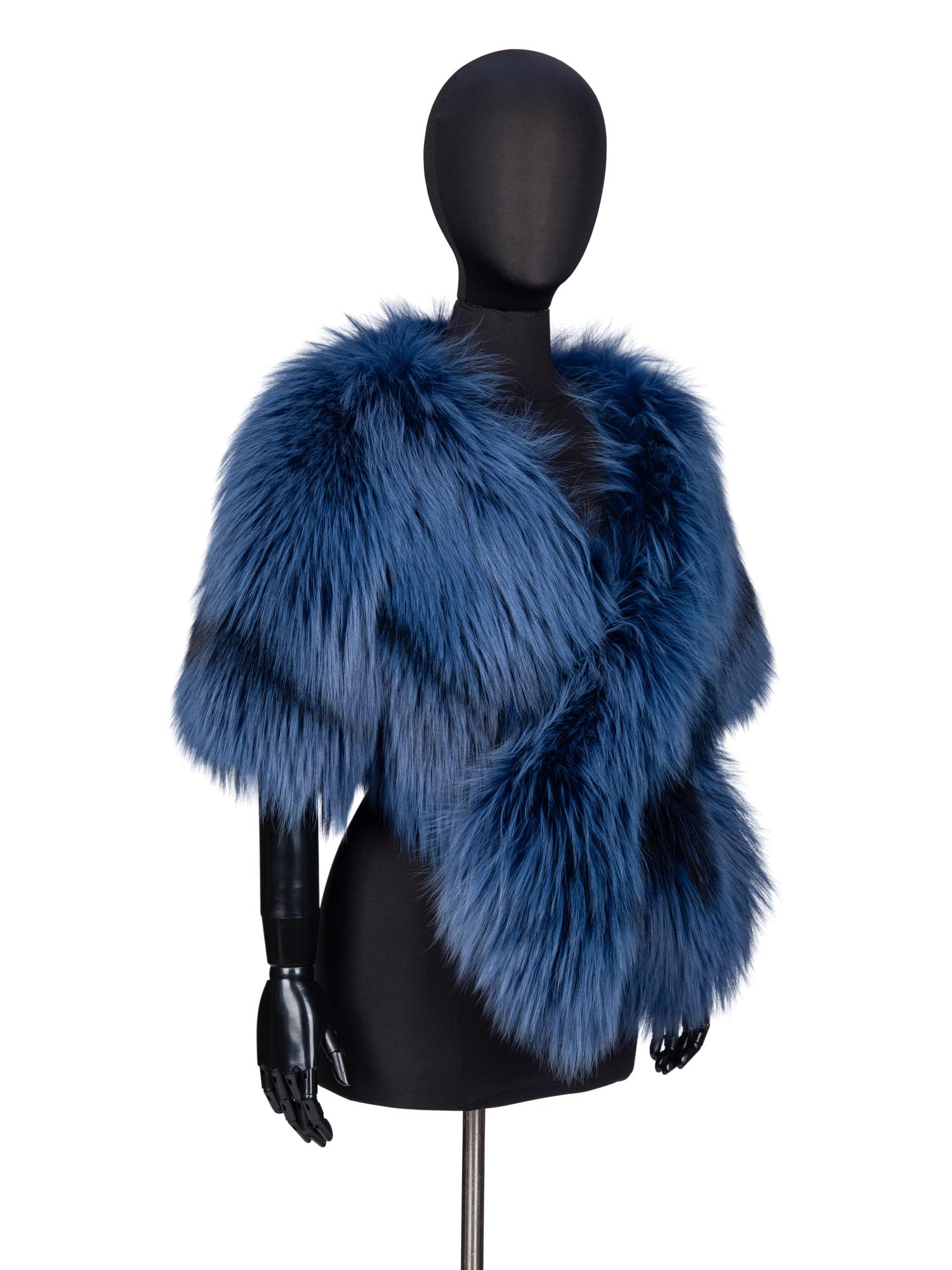 DENNIS BASSO, BLUE FOX FUR BOLERO JACKET