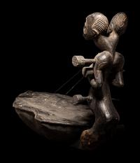 An African Harp with Figural Neck