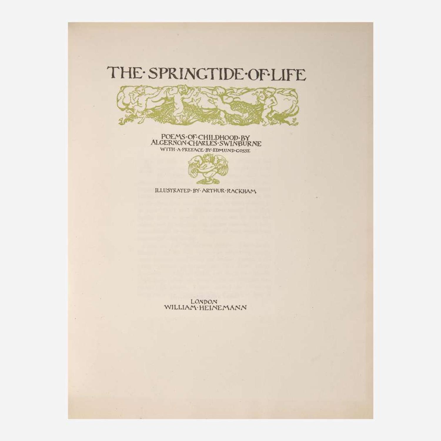 [Children's & Illustrated] [Rackham, Arthur] Swinburne, Algernon Charles The Springtide of Life: Poems of Childhood