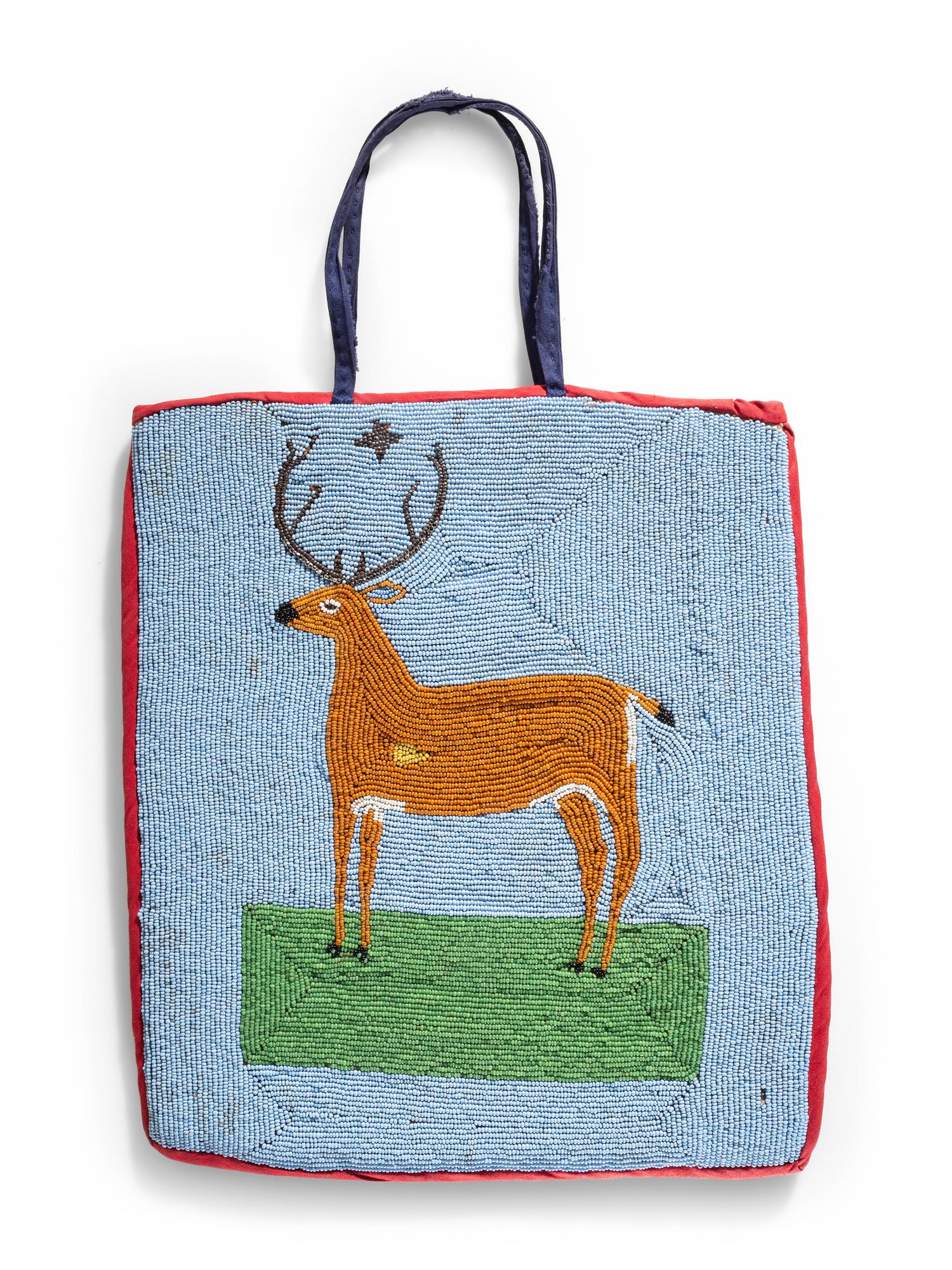 Plateau Pictorial Beaded Flat Bag, with Deer