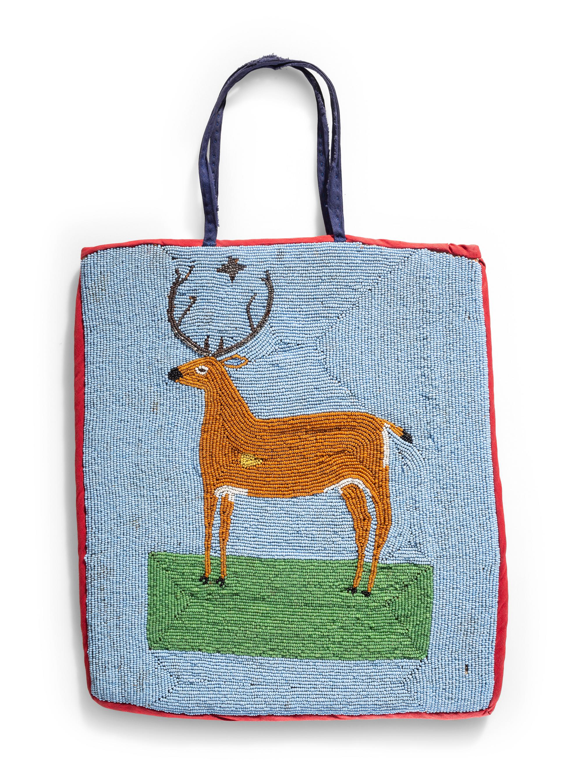 Plateau Pictorial Beaded Flat Bag, with Deer