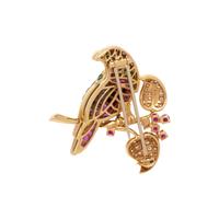 MULTIGEM AND DIAMOND BIRD BROOCH