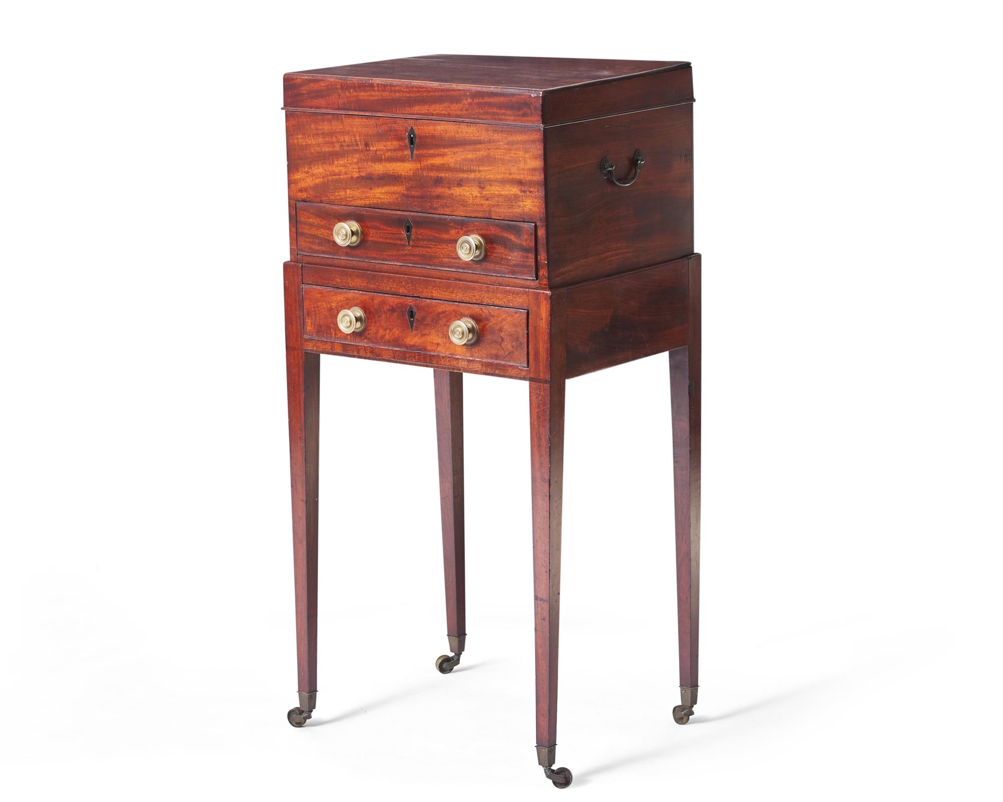 A Federal mahogany writing chest-on-stand, circa 1800