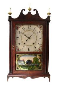 Federal pillar and scroll shelf clock e. terry & sons, plymouth, ct, early 19th century