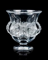 A Lalique Frosted Glass Vase Height 4 3/4 inches.