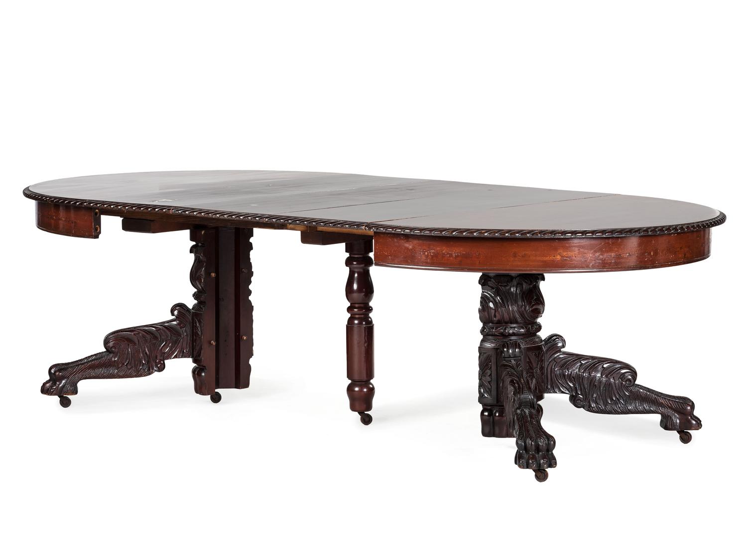 A Classical Carved Mahogany Extension Dining Table