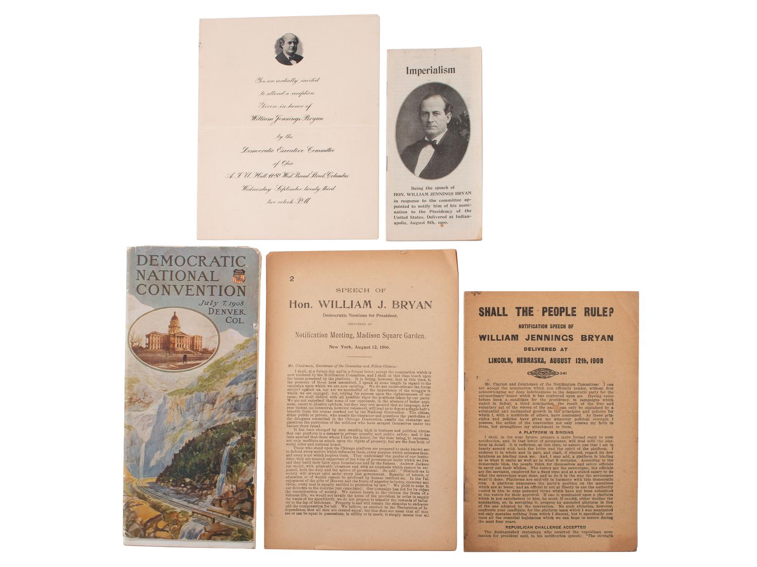 [BRYAN, William Jennings (1860-1925)]. Photographs and campaign ephemera.