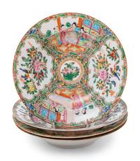 Four Chinese Rose Medallion Porcelain Plates