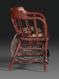 An American Trompe l'Oeil Painted Pony Express and General George Custer Armchair